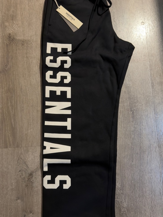Essentials Other - Essentials Black Sweatpants with White Bold Logo